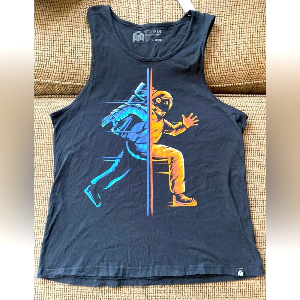 Into The AM Adult Tank Top Space Astronaut NASA Black XL - EUC!